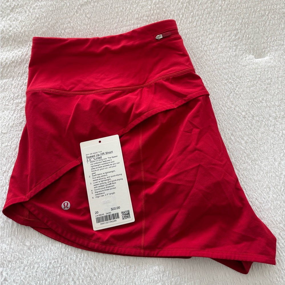 Lululemon Speed Up HR Short 2.5", Dark Red, Size 20